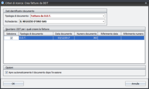 Crea fatture da DDT